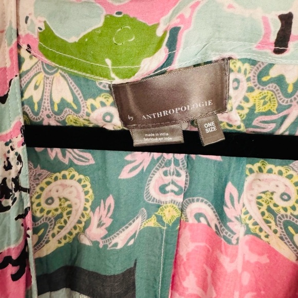 EUC Anthropologie Multicolored Mixed Pattern Pink Green Kimono Cardigan!! - Picture 6 of 13